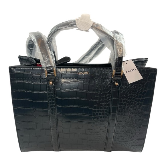 Aldo Handbags - Aldo NINETOFIVE Purse Midnight-Gloss Croc-Embossed NWT